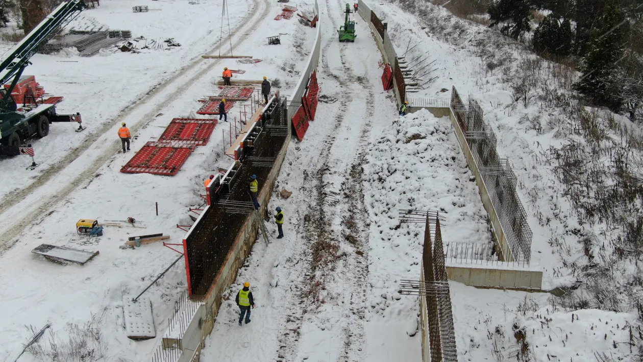 Budowa tunelu kolejowego pod Łodzią - stan na 15 stycznia 2024 r.