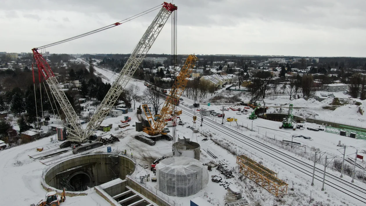 Budowa tunelu kolejowego pod Łodzią - stan na 15 stycznia 2024 r.