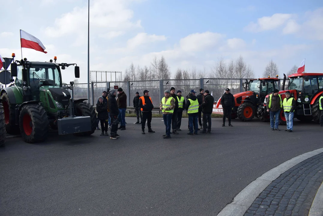 Protest rolników w Sosnowcu k. Strykowa