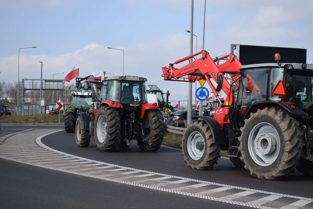 Protest rolników w Sosnowcu k. Strykowa