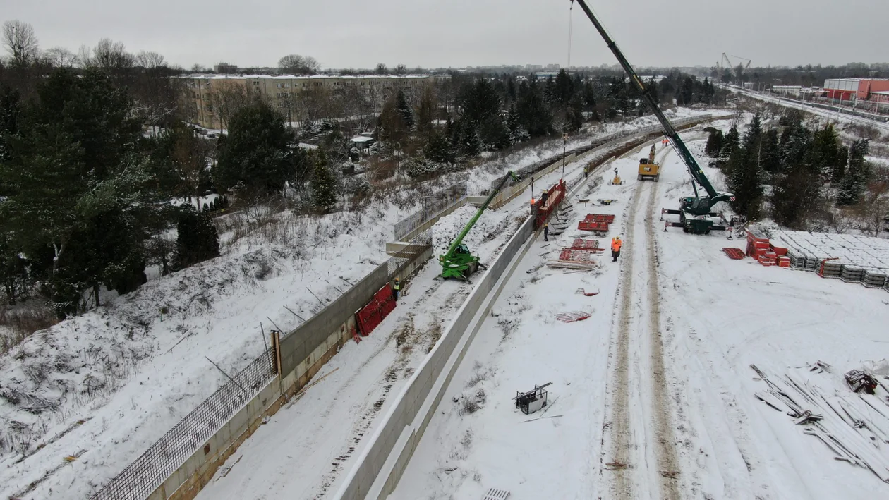 Budowa tunelu kolejowego pod Łodzią - stan na 15 stycznia 2024 r.