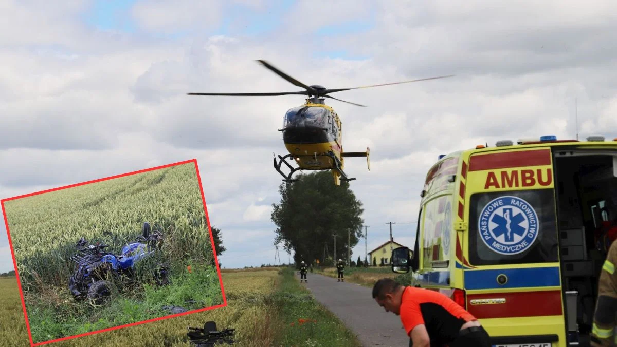 Wypadek z udziałem quada. Chłopiec zabrany śmigłowcem [ZDJĘCIA] - Zdjęcie główne