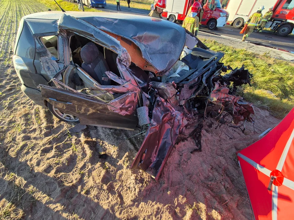 Tragedia w gminie Rusiec. Nie żyje 57-latek, który zderzył się z ciężarówką [FOTO] - Zdjęcie główne