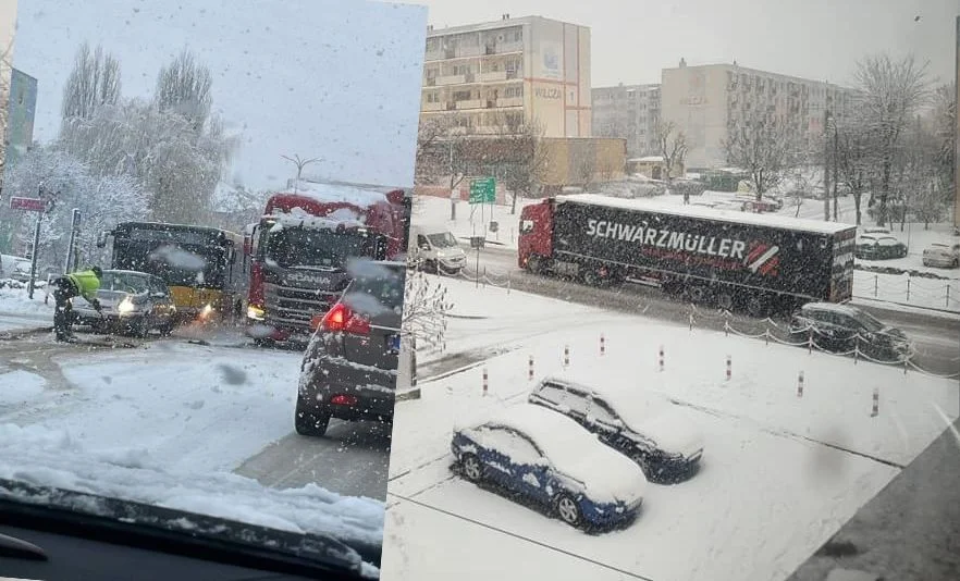 Drogowy paraliż w Kutnie i bohater z łopatą. Kierowca ciężarówki zawstydził drogowców [FOTO] - Zdjęcie główne