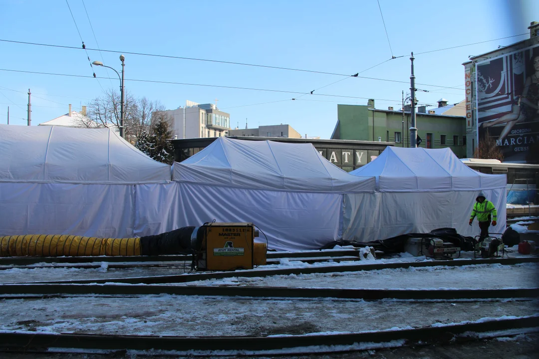 Przebudowa ulicy Legionów w Łodzi - stan na 5.12.2023 r.