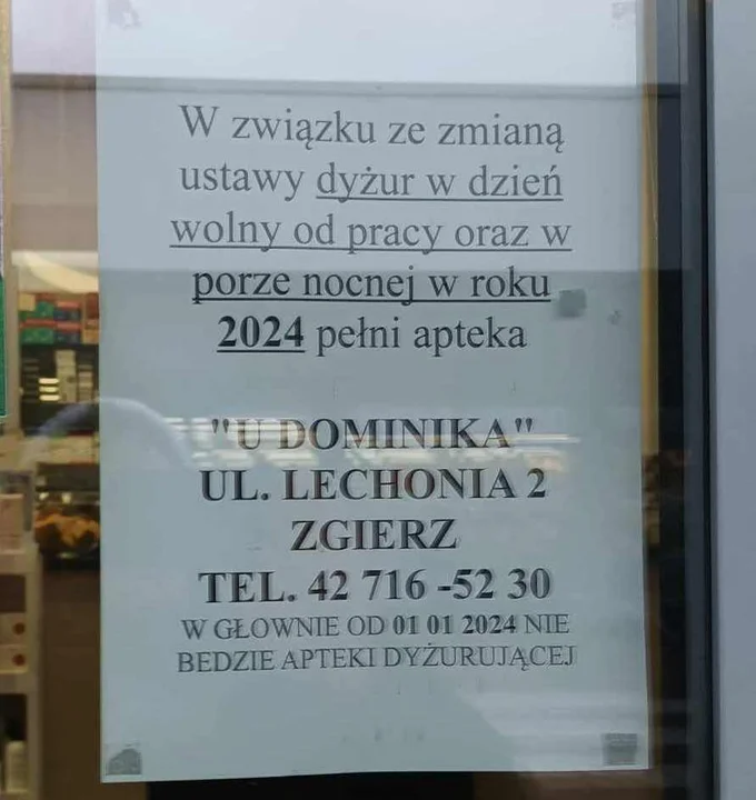 Apteki zamkniete w niedziele i święta