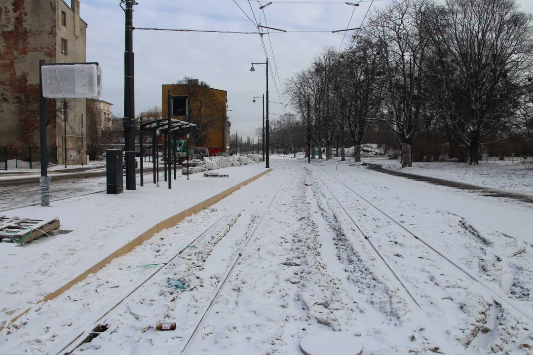 Trwa budowa ul. Wojska Polskiego w Łodzi - stan prac na 12.01.2024 r.