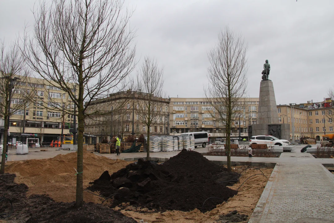 Plac Wolności w Łodzi z lotu ptaka