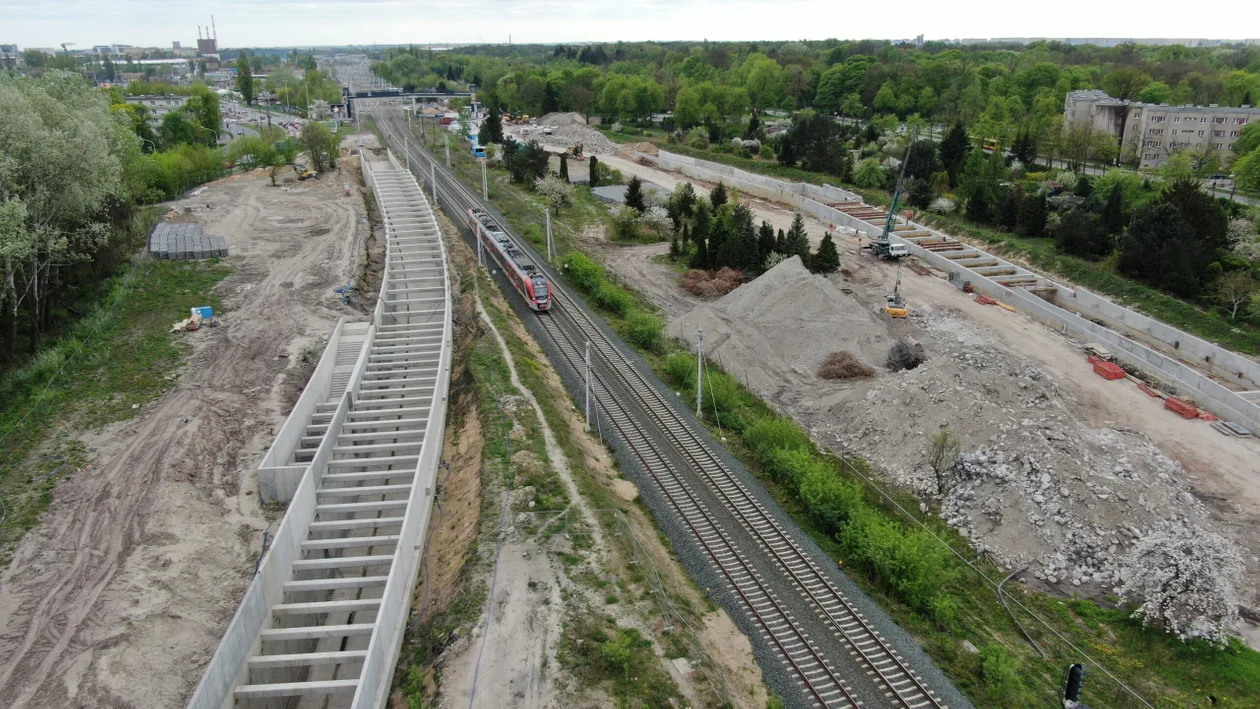 Budowa tunelu kolejowego pod Łodzią - stan na kwiecień 2024 r.