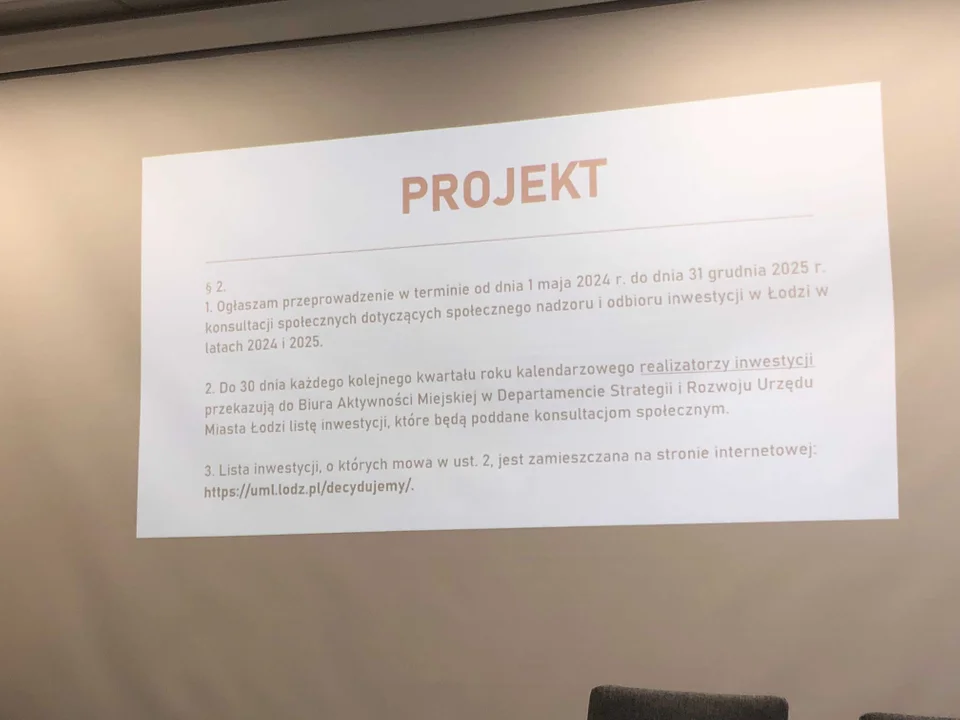 Społeczny odbiór inwestycji w Łodzi - prezentacja projektu nowego zarządzenia prezydent Hanny Zdanowskiej