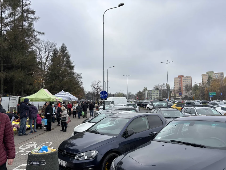 Korki w okolicach cmentarza na Dołach