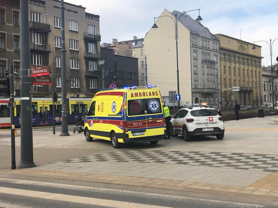 Zatrzymanie tramwajów na przystanku Piotrkowska Centrum - 27.02.24