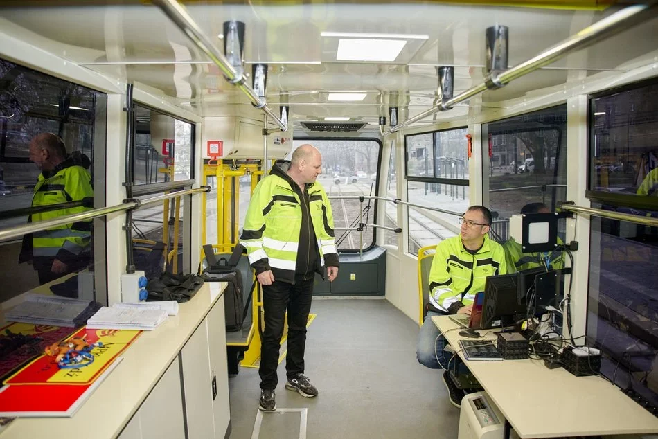 Udany przejazd techniczny tramwaju MPK Łódź na Wojska Polskiego