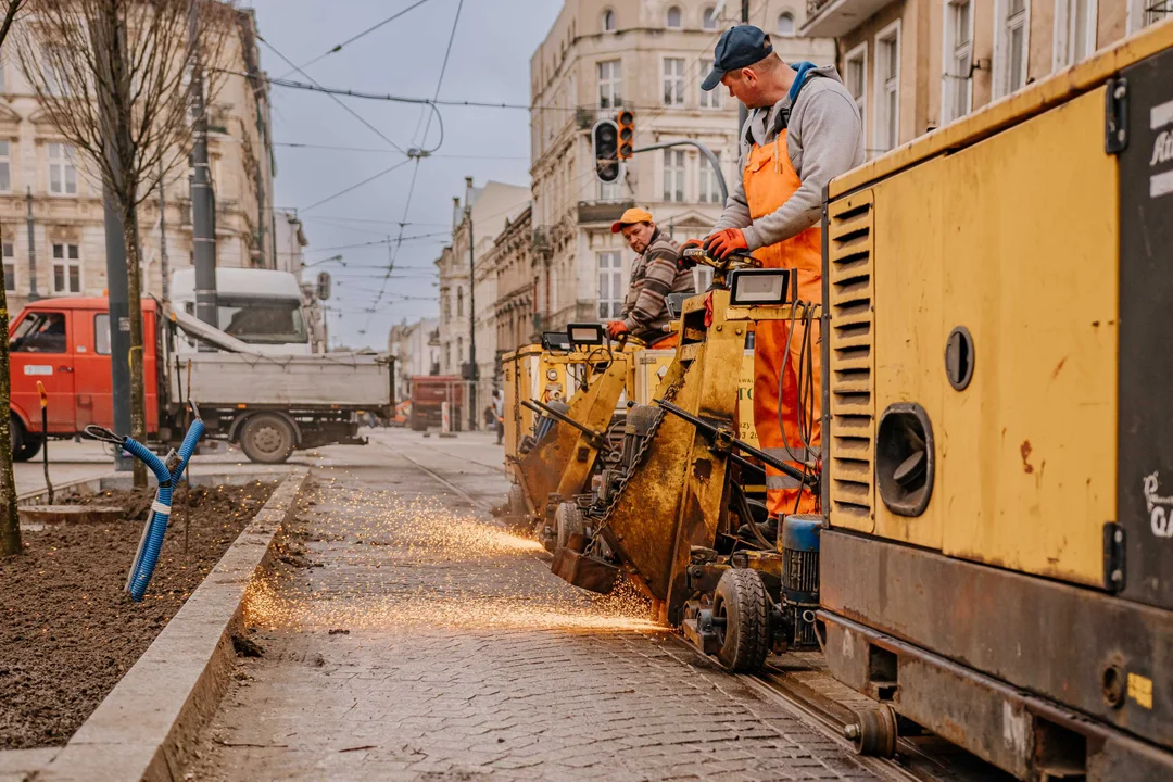 Pierwsze tramwaje na ulicy Legionów w Łodzi