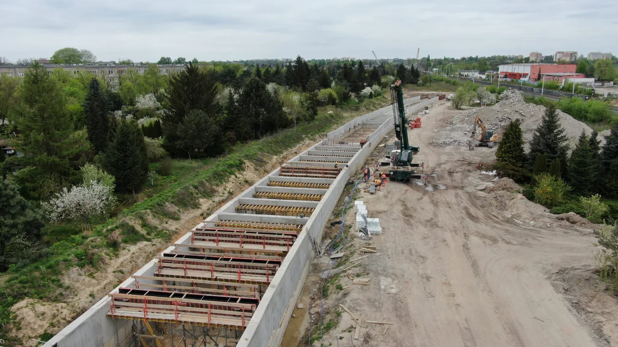 Budowa tunelu kolejowego pod Łodzią - stan na kwiecień 2024 r.