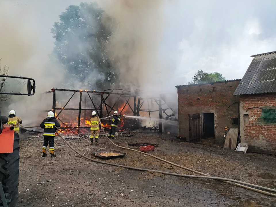 Pożar w gminie Zelów. Budynek stanął w płomieniach po uderzeniu pioruna [FOTO] - Zdjęcie główne