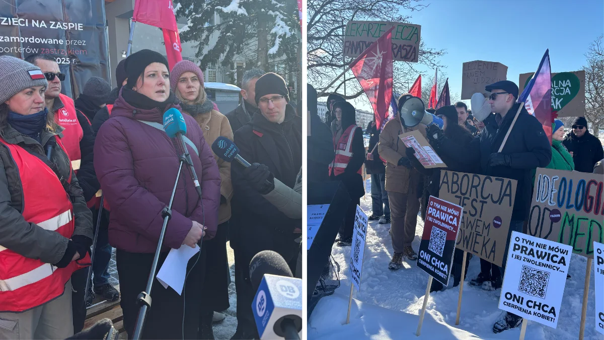 Kolejna manifestacja przed szpitalem na Zaspie. Dwie strony stanęły naprzeciw siebie - Zdjęcie główne