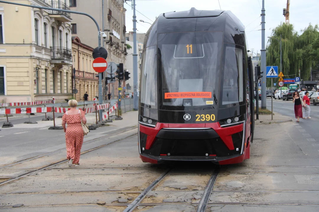 Zatrzymanie ruchu tramwajów na ul. Zachodniej w Łodzi - 12.07.2023