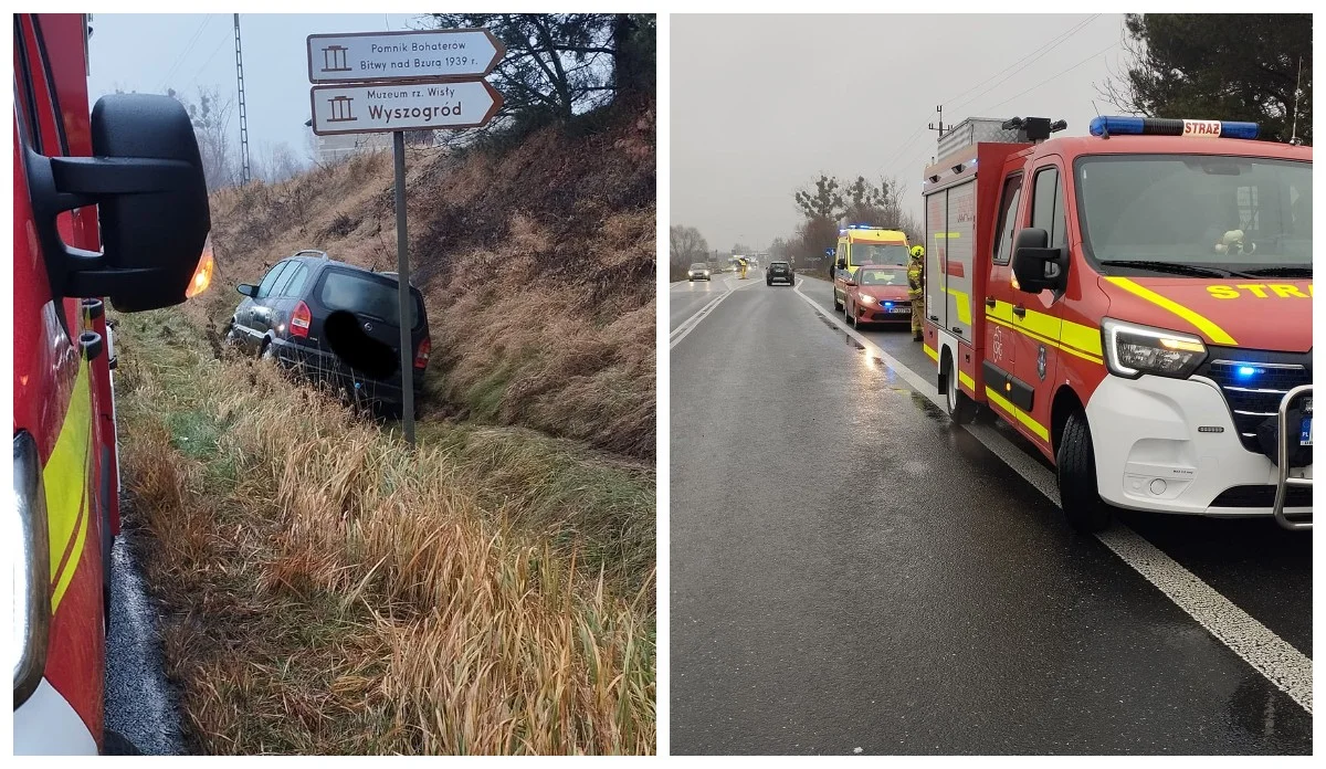 Niebezpieczne zdarzenie niedaleko Płocka! Pasażer dostał ataku, auto skończyło w rowie - Zdjęcie główne