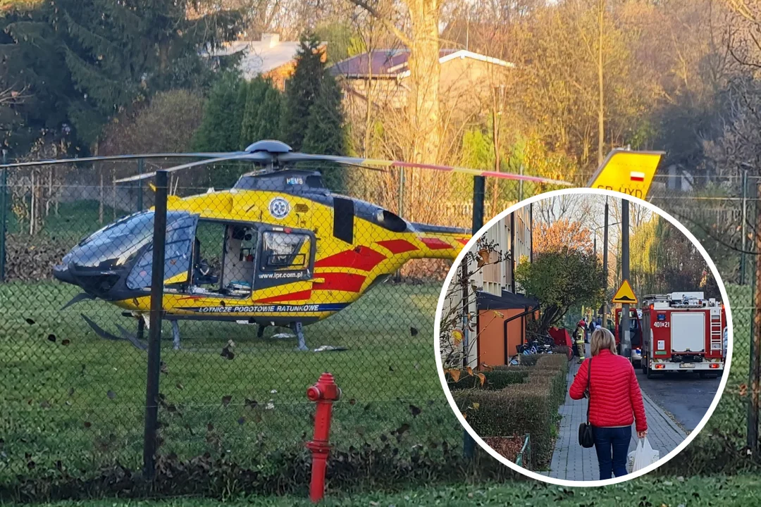 Tragedia w centrum Bełchatowa. Na osiedlu lądował helikopter ratunkowy [FOTO] - Zdjęcie główne