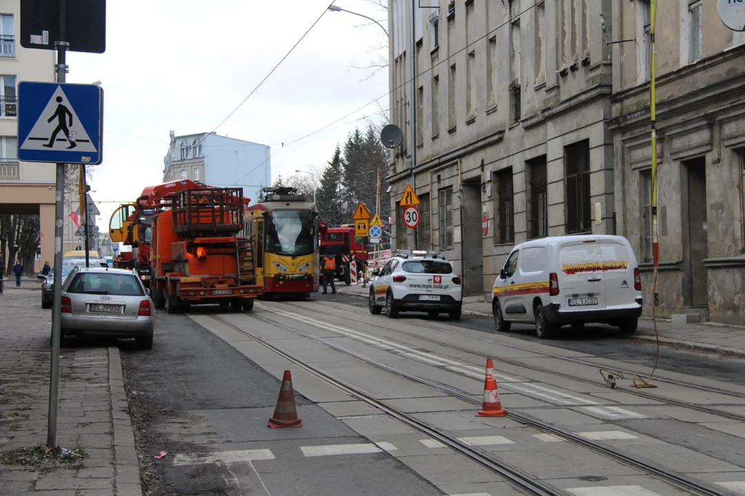 Wykolejenie tramwaju MPK Łódź na Bałutach