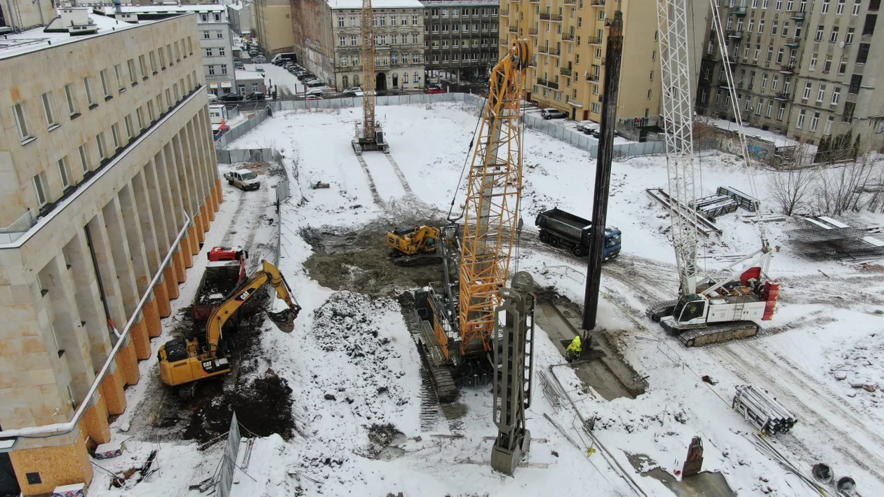 Budowa tunelu kolejowego pod Łodzią - stan na 15 stycznia 2024 r.