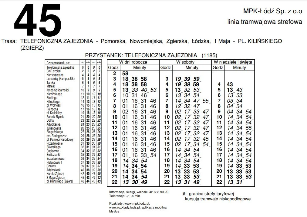 Tramwaj linii nr 45