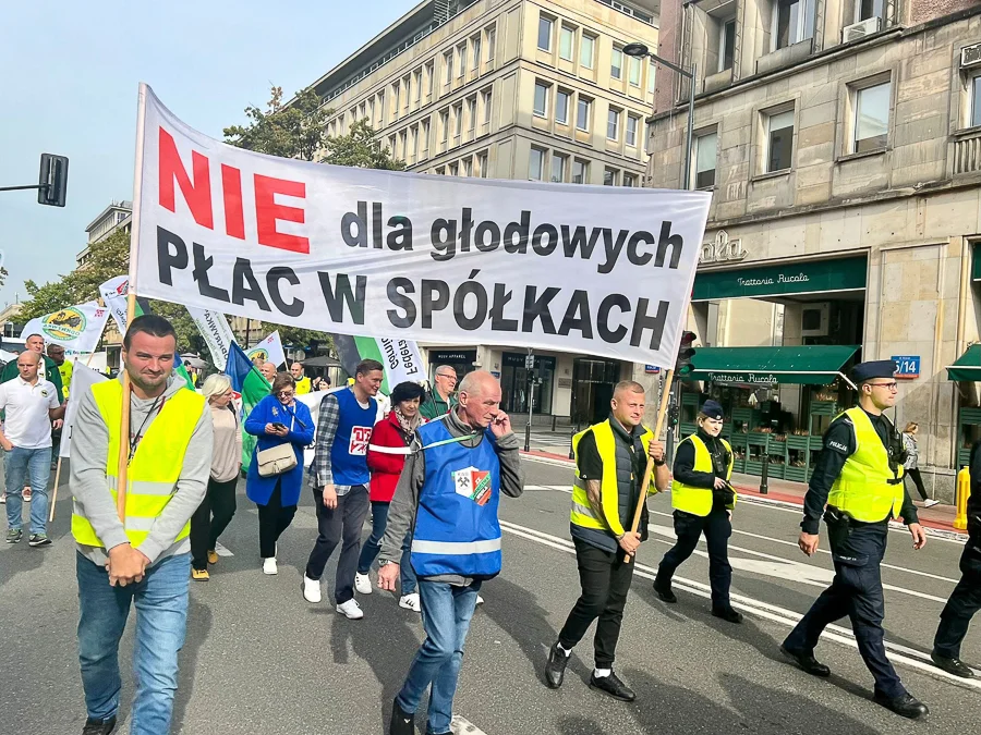 Związkowcy z PGE protestowali w Warszawie. Przemarsz zakończyli pod siedzibą PiS [FOTO] - Zdjęcie główne