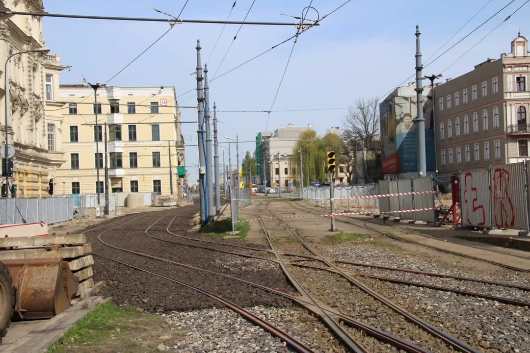 Tymczasowe torowisko w centrum Łodzi