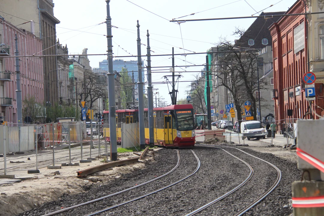 Tymczasowe torowisko w centrum Łodzi