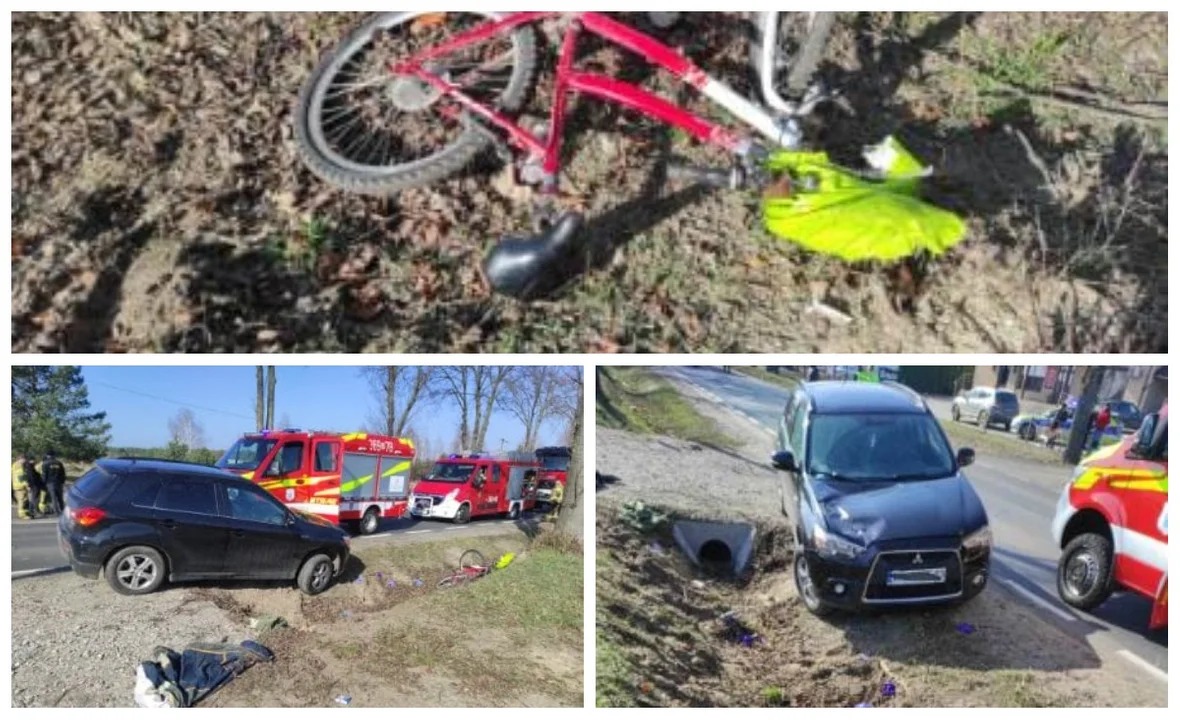 Poważny wypadek pod Płockiem. Rowerzysta wyjechał pod samochód [ZDJĘCIA] - Zdjęcie główne