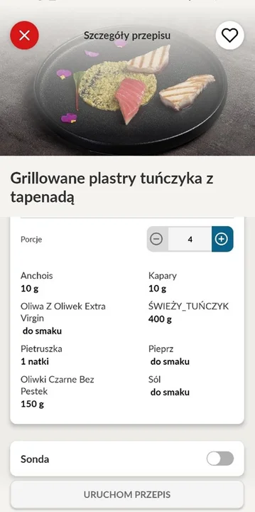 Grillowane plastry tuńczyka z tapenadą