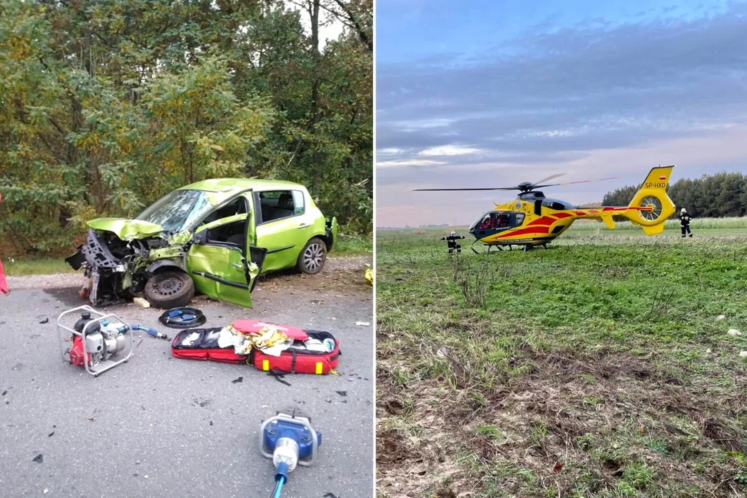 Dramat na drodze, ratowali matkę i syna z rozbitego auta. Wezwano helikopter LPR [FOTO] - Zdjęcie główne