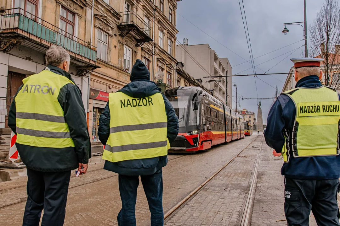 Pierwsze tramwaje na ulicy Legionów w Łodzi