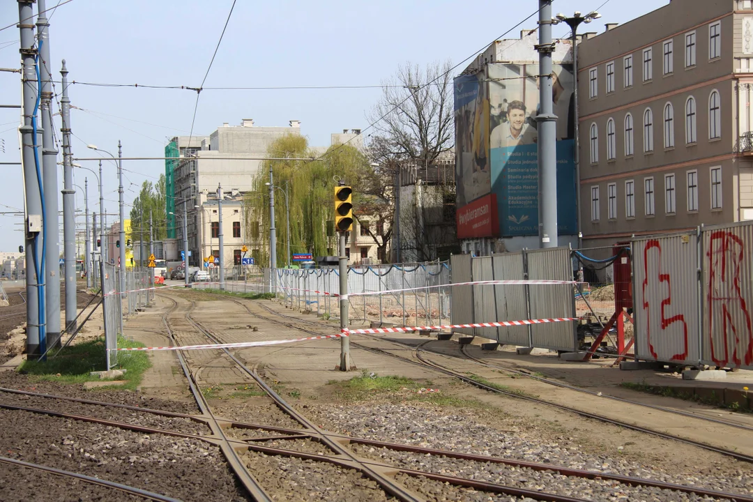 Tymczasowe torowisko w centrum Łodzi