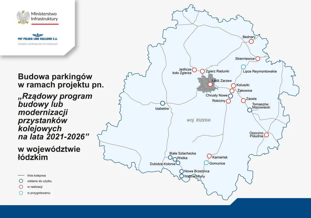 1000 miejsc parkingowych przy stacjach PKP w Łódzkiem