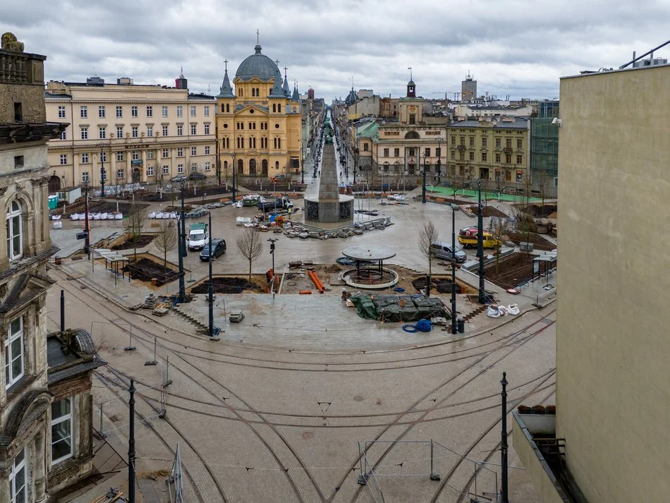 Plac Wolności w Łodzi z lotu ptaka