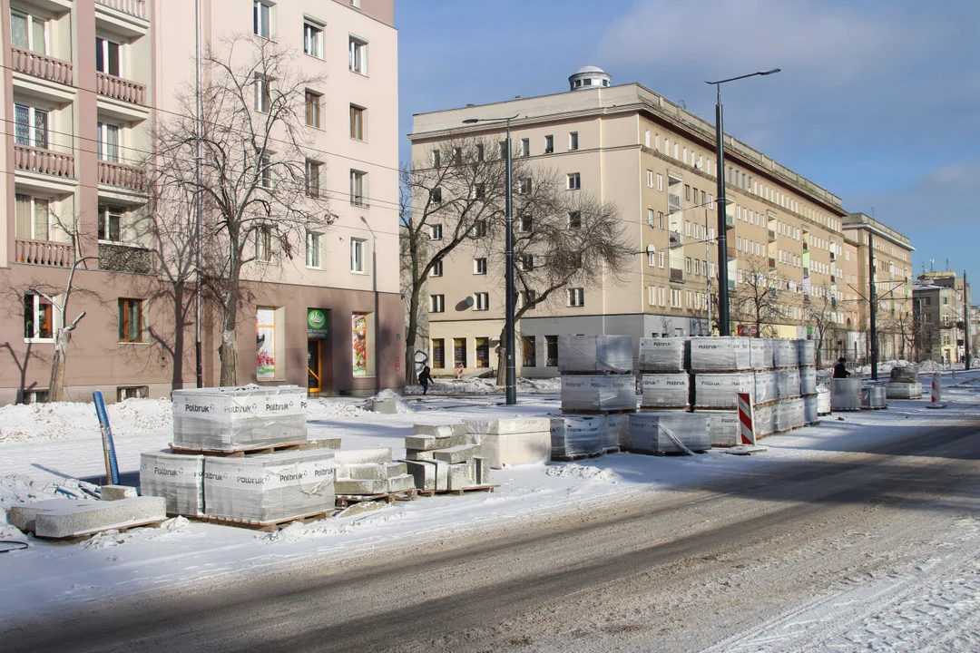 Trwa budowa ul. Wojska Polskiego w Łodzi - stan prac na 12.01.2024 r.