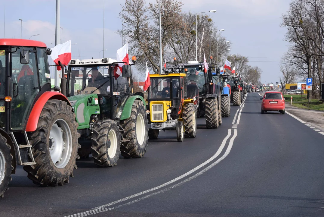 Protest rolników w Sosnowcu k. Strykowa