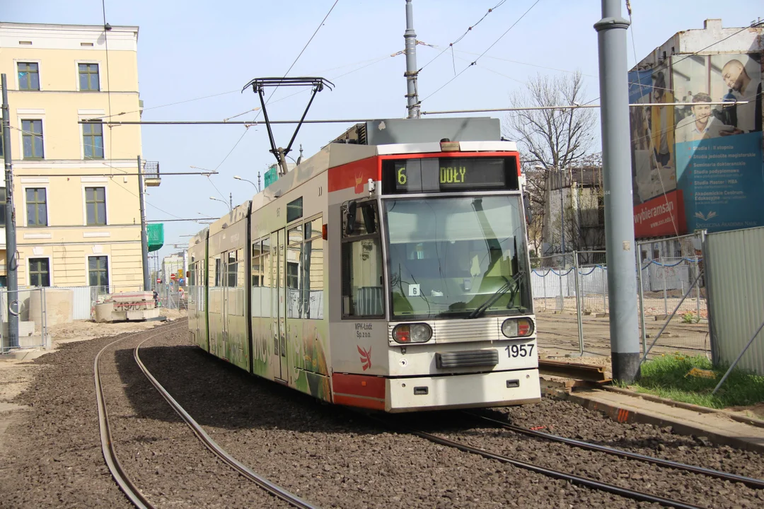 Tymczasowe torowisko w centrum Łodzi