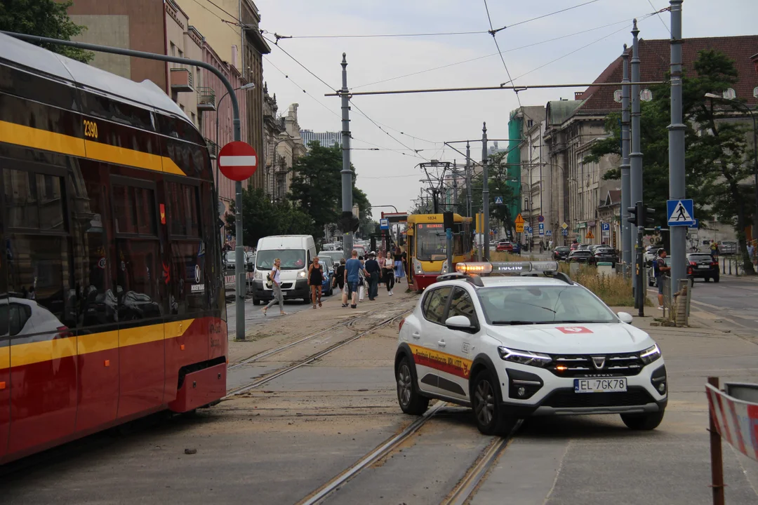 Zatrzymanie ruchu tramwajów na ul. Zachodniej w Łodzi - 12.07.2023