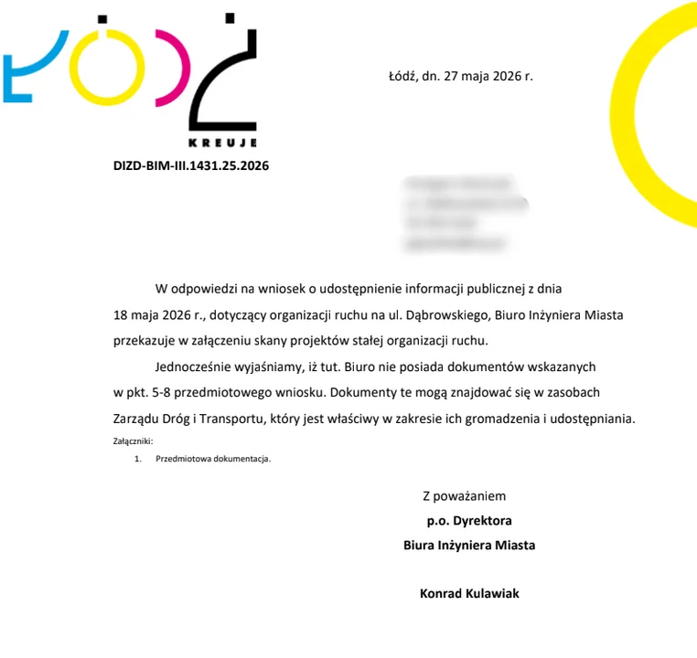 Fotoradar na ul. Dąbrowskiego