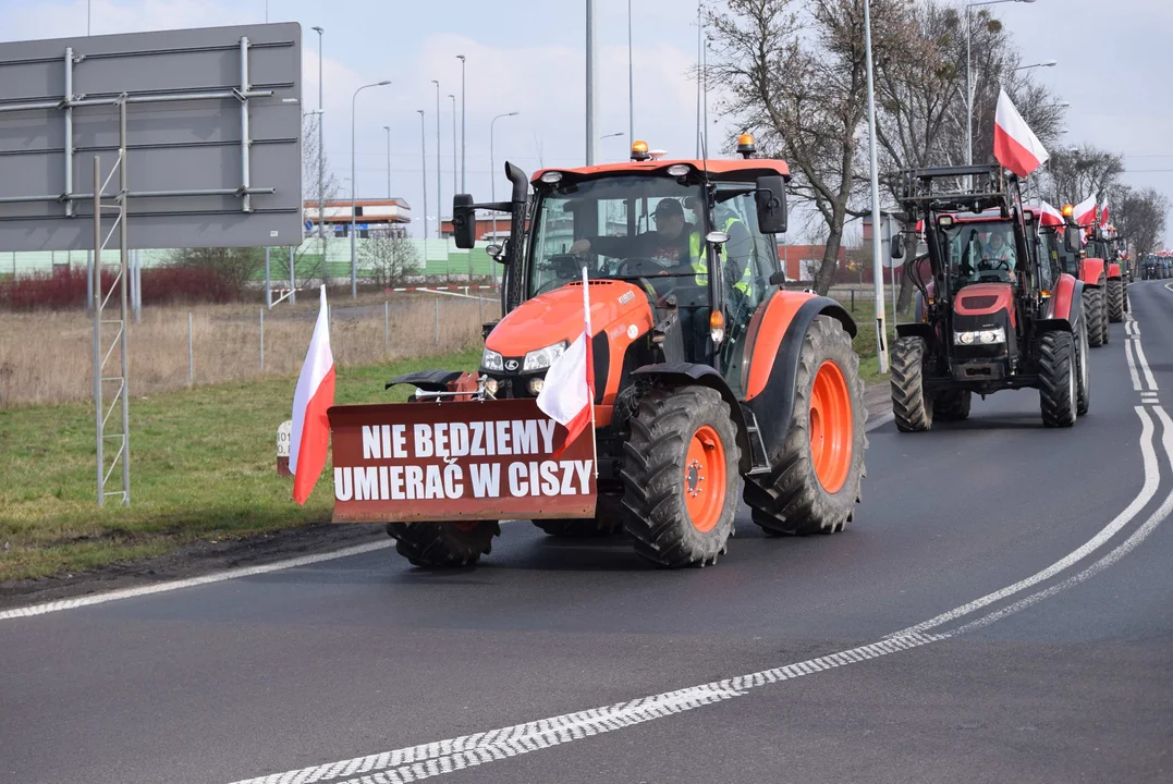 Protest rolników w Sosnowcu k. Strykowa