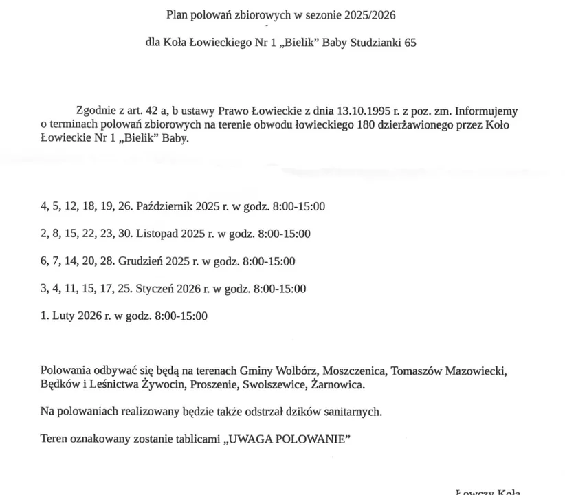 polowania w powiecie piotrkowskim
