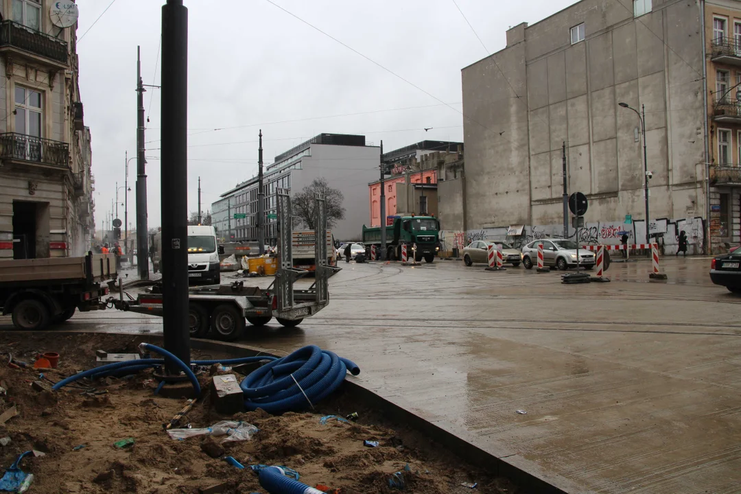 Przebudowa ulicy Legionów w Łodzi - stan na 5.02.2024 r.