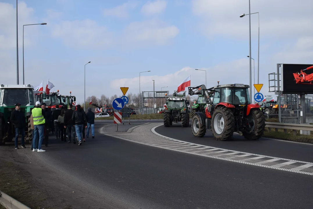 Protest rolników w Sosnowcu k. Strykowa