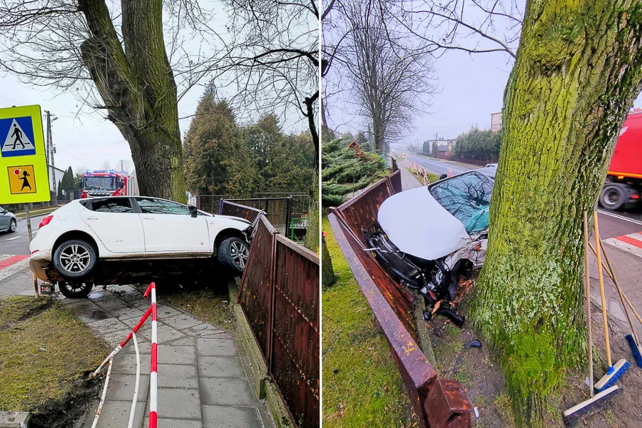 Samochód wbił się w szkolne ogrodzenie. Za kierownicą pijany Ukrainiec [FOTO] - Zdjęcie główne