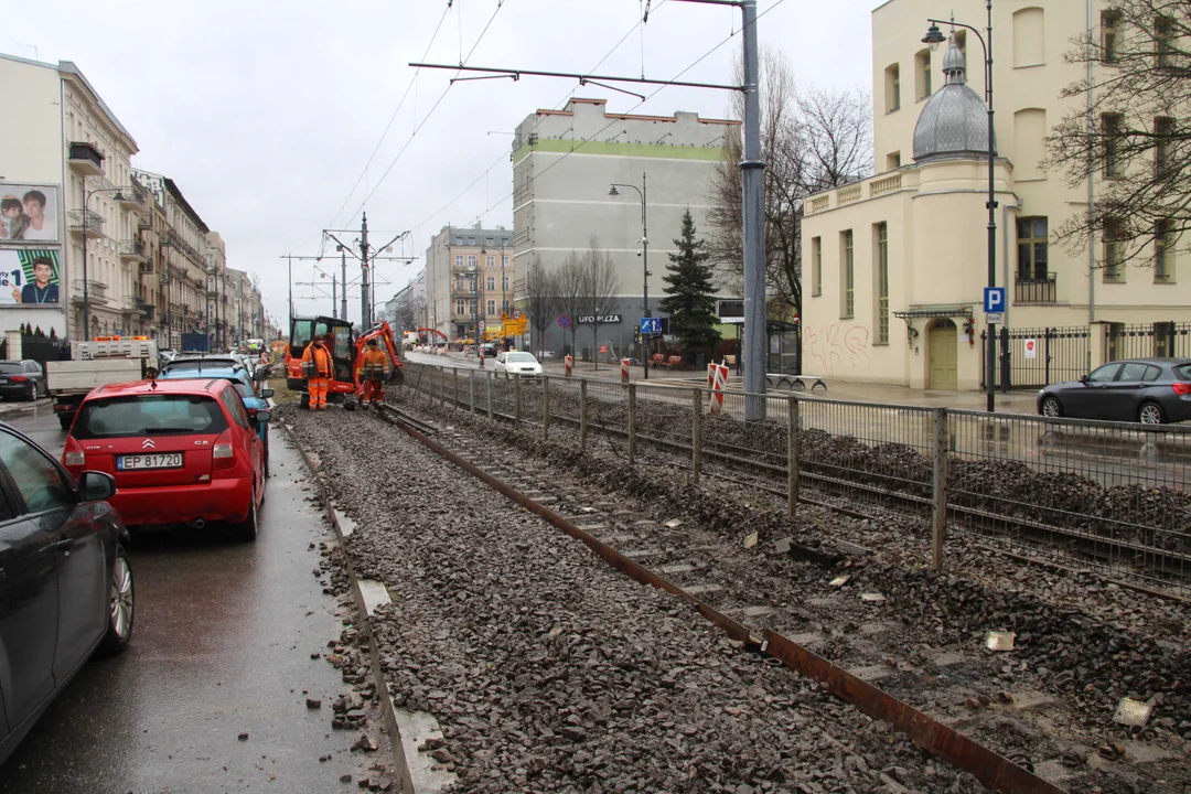 Przebudowa ulicy Legionów w Łodzi - stan na 5.02.2024 r.