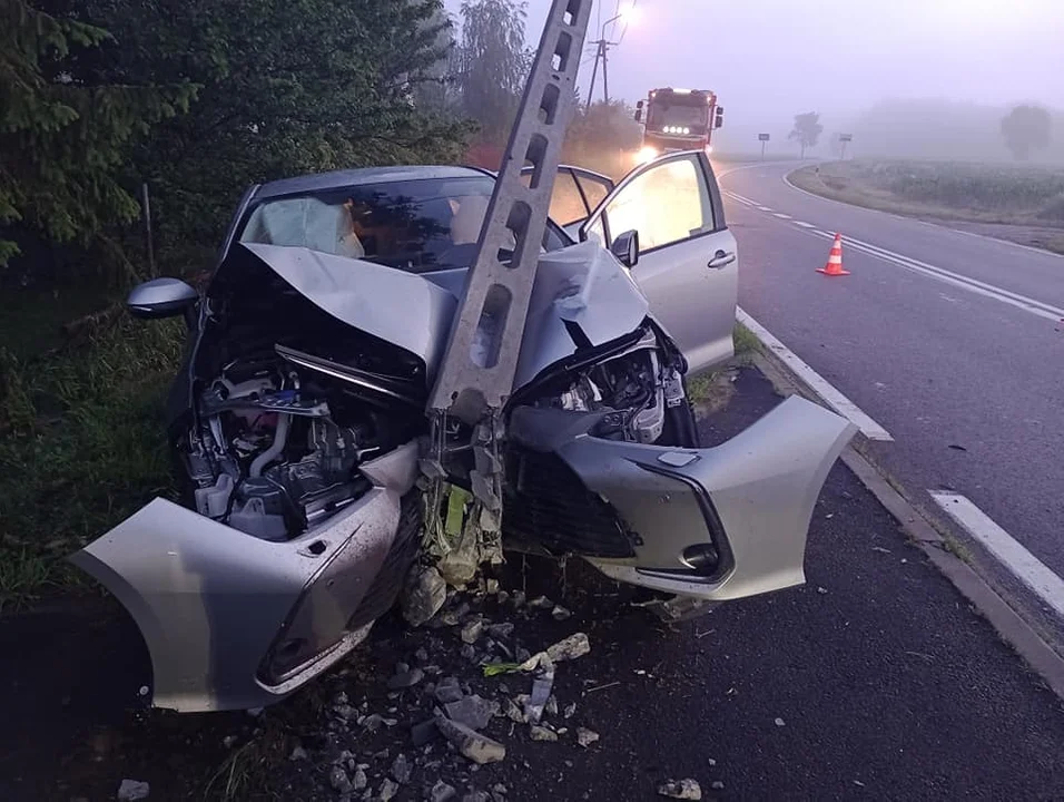 Poważny wypadek niedaleko Płocka. Auto zmasakrowane, kierowca w szpitalu [ZDJĘCIA] - Zdjęcie główne