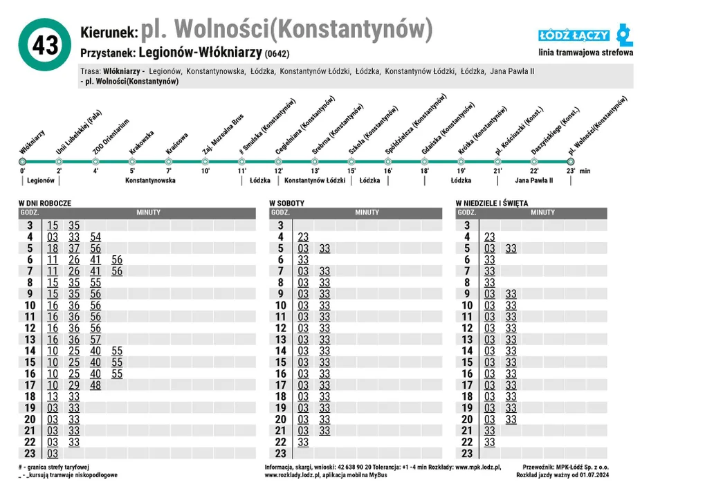 Wraca tramwaj linii 43 do Konstantynowa Łódzkiego